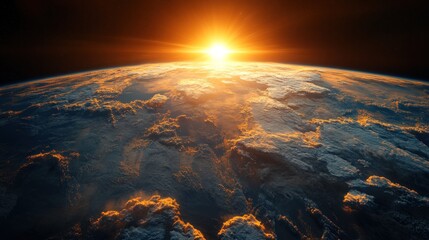Sunrise Earth space view, cloudscape, sunrise, global, hope