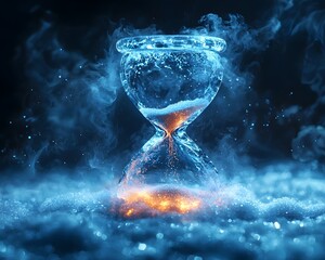Icy Hourglass Icon Symbolizing Thawing Time and Transient Passage
