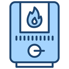 Heating System Icon Lineal Blue Style