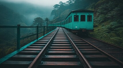 Naklejka premium Scenic Train Ride with Mountain View in Kandy, Sri Lanka
