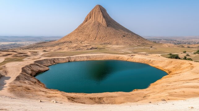 Mud Volcano in Gobustan, Azerbaijan with Scenic Landscape View