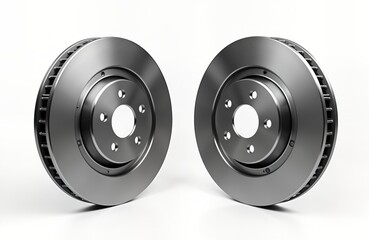 Ventilated disc brake assembly isolated on white background. Metal car part. Automotive tech. Modern vehicle component. Durable, reliable. High-performance brake disc. New tech. Perfect for auto