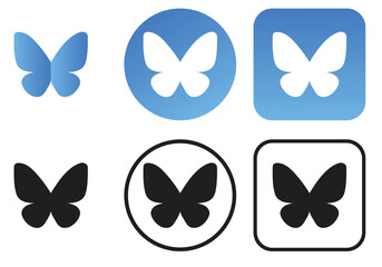 Butterflies silhouette black background on white Background