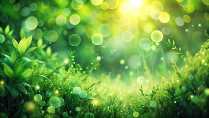 Obraz premium Green Abstract Nature Background, Deep Depth of Field, Lush Foliage, Bokeh, Nature Photography, Abstract Texture, Green Wallpaper, Nature Scene, Environmental Art, Ecology