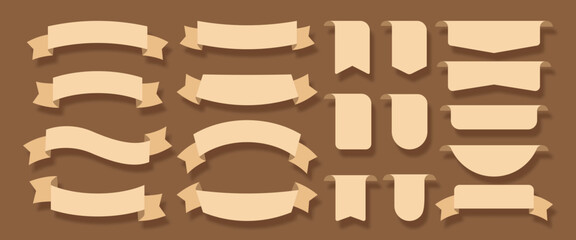 Big set of realistic retro Ribbons banner decoration with shadow .vintage ribbon element collection.vector illustration