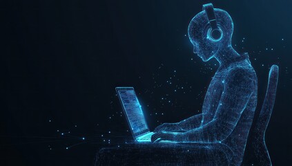 Digital Representation of a Person Using a Laptop