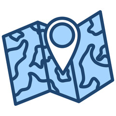 3D Mapping Icon Lineal Blue Style