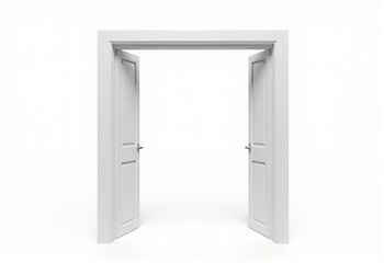 Naklejka premium Elegant Open White Double Door on a Transparent Background, Perfect for Modern Interior Design Concepts and Minimalistic Aesthetics