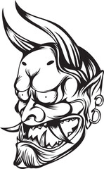 手書きの般若のトライバル・タトゥー風マーク