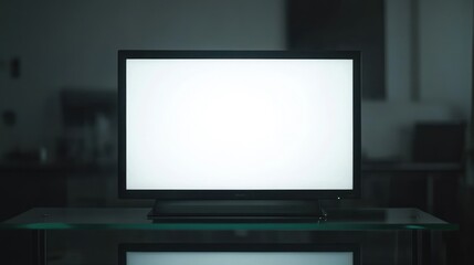 Blank Screen Television in Dimly Lit Room