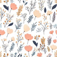 Seamless Tile Patterns Featuring Intricate Geometric and Floral Motifs, Hand-Drawn Doodles, and Traditional Ethnic Designs in Muted and Vibrant Color Palettes