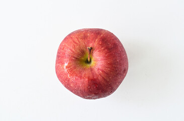 Red apple (Envy Apple) isolated on white background, clipping path, cut out. Top view, flay lay, Clipping path.