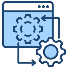 Digital Twin Icon Lineal Blue Style