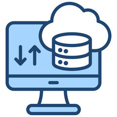 Cloud Storage Icon Lineal Blue Style