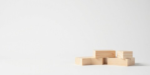 Simple Wooden Blocks Arranged on a White Background for Display