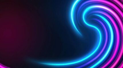 Neon Swirl: Abstract vibrant neon light trails in swirling motion, creating a dynamic and energetic composition with contrasting colors of blue and pink on a dark background. 