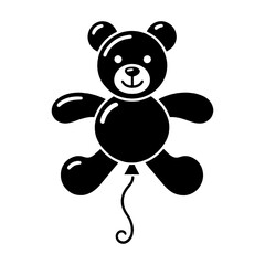 Fototapeta premium 可愛いテディベアのバルーンの黒いシルエットイラスト 透過背景の切り抜き