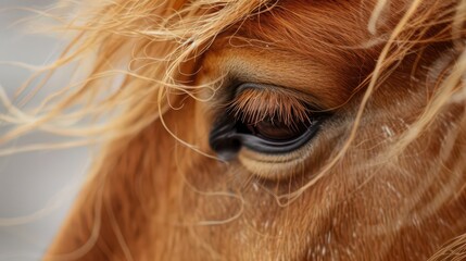 Close-up of a horse's eye, showcasing its detail and texture.
