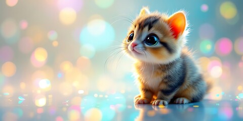 Obraz premium Cute kitten bokeh background, pet portrait, adorable