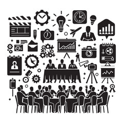 Event Planner Silhouette Vector Illustration, Solid White Background.