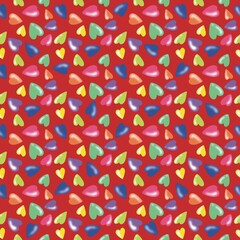 Heart Shape, Festival of Love, Heart Shape with a Variety of Beautiful Colors, Beautiful Color, Fabric Pattern, Cover, Wrap, Pattern on Product, Gift Wrapping Paper Pattern.