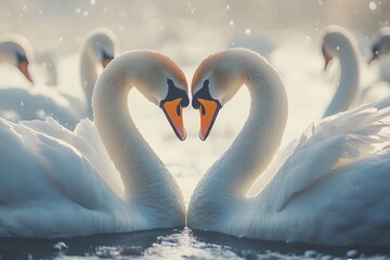 Swan Love: A Heart-Shaped Romance on a Winter's Day