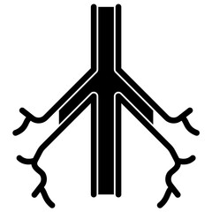 Bronchi Branches Icon Black Style