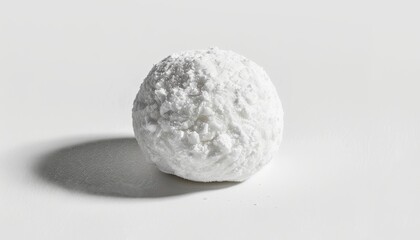 A single white snowball isolated on a white background.