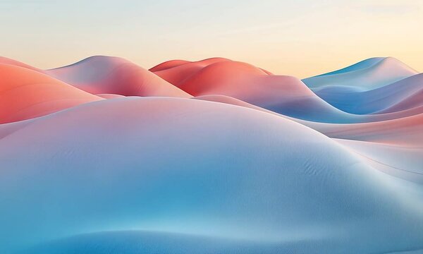 Abstract Waves in Soft Pastel Colors Reflecting Calmness and Serenity with Gentle Gradients Under a Clear Sky at Dawn or Dusk, Perfect for Tranquil Visuals