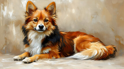 Longhaired Dog Painting Illustration