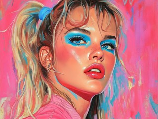 Obraz premium Pop Art Masterpiece with Retro-Futuristic Vibes