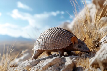 Obraz premium Armadillo in the Andes: A Stunning Wildlife Encounter