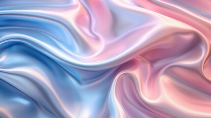 Obraz premium A close-up of flowing fabric in soft pastel hues of blue and pink, creating a smooth texture.
