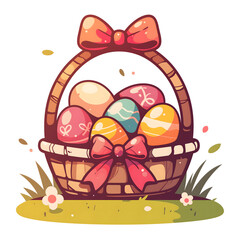 Simple and elegant outline of an Easter basket filled with eggs for easter
