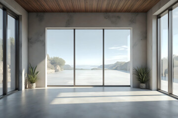 Fototapeta premium Empty interior with large window