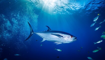 Fototapeta premium 水中を泳いでいるマグロ