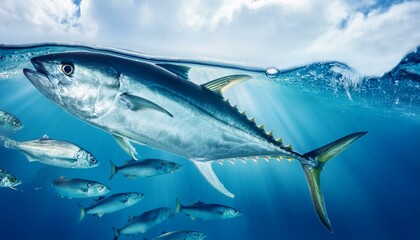 Fototapeta premium 水中を泳いでいるマグロ
