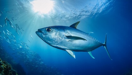 Fototapeta premium 水中を泳いでいるマグロ