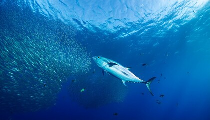 Fototapeta premium 水中を泳いでいるマグロ