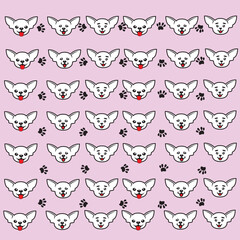 cute dog and paw pattern