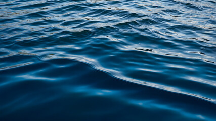 Naklejka premium Deep blue water ripples reflect light, creating a serene scene perfect for background, meditation, or relaxation-themed projects