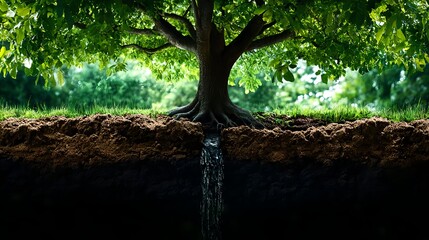 Naklejka premium majestic tree roots & underground stream - environmental themes