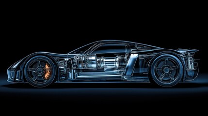 Fototapeta premium A futuristic sports car showcasing innovative energy-efficient engine designs