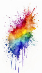 Fototapeta premium Rainbow watercolor splash on white