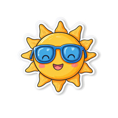 Kawaii Sun with Sunglasses Sticker Design