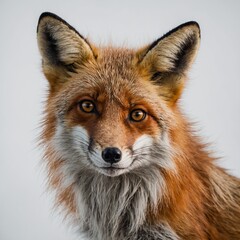 Obraz premium A curious fox tilting its head on a white background.