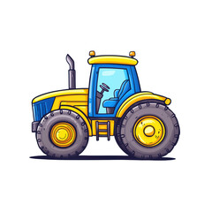Obraz premium Playful Kawaii Tractor Clipart for Farm Equipment