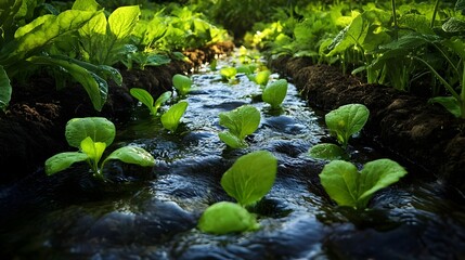 water flowing in the forest