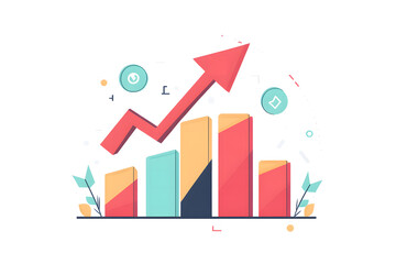 Colorful Growth Chart Illustration with Arrow and Bars