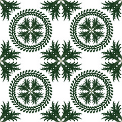 Seamless pattern of leaves and flowers vector illustration.
